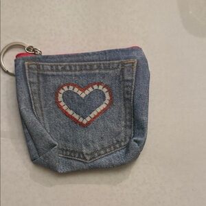 Denim Heart Keychain Pouch